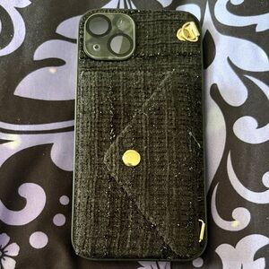 Black Textured Phone Case with Gold Accents